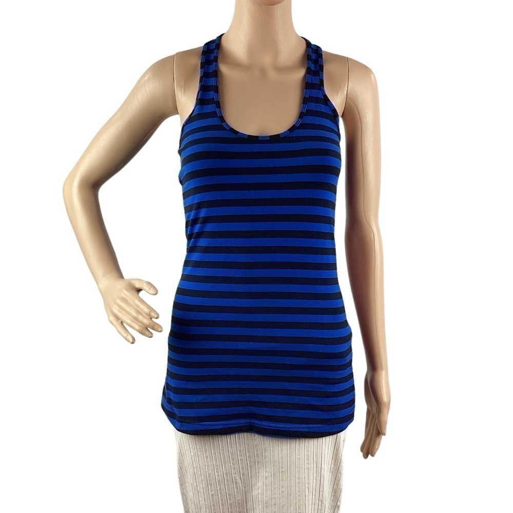 Lululemon Cool Racerback Tank Top Size 4 Apex Stripe Baroque Blue